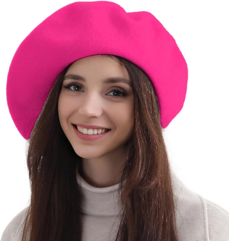 recapitula XXL 100% Wool French White Beret Hats for Women Man Painter hat Classic Painter's Hat Girl Solid Color Classic - Image 1